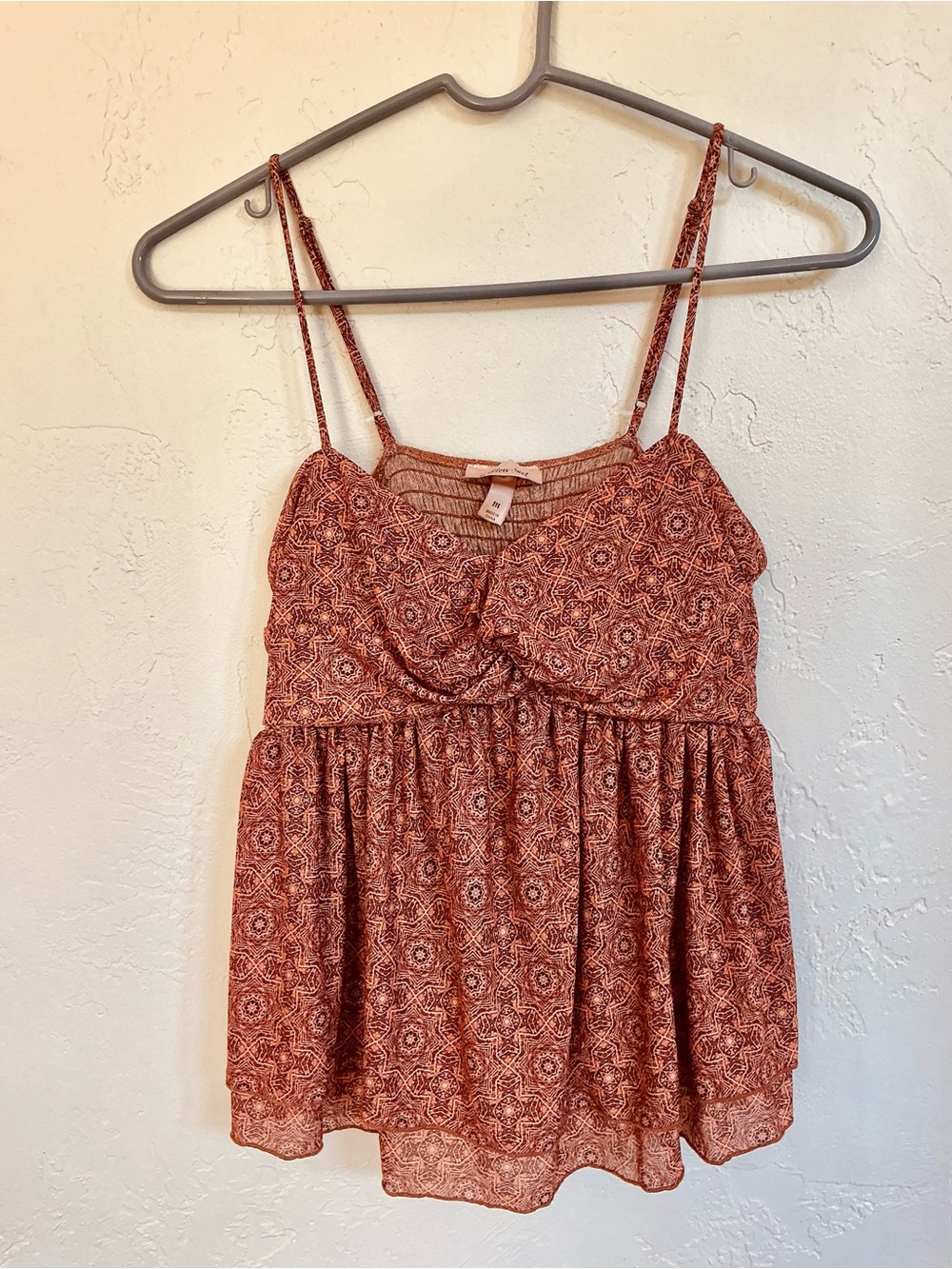 NWT willow & root Rust Printed Spaghetti Strap Cami Top
